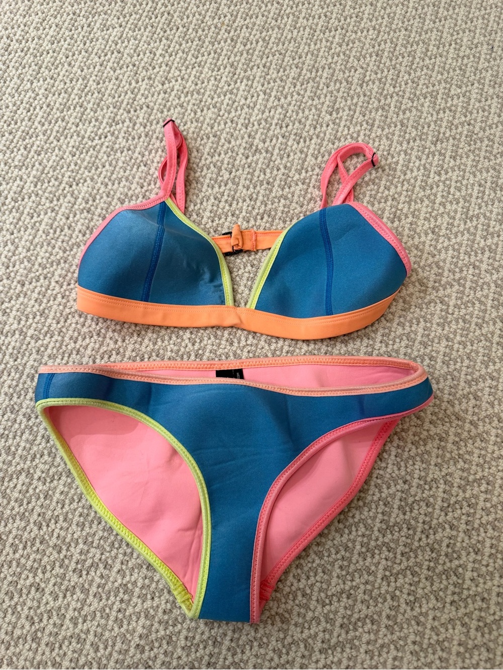 Triangl Colorblock Blue & Pink Bikini Set with Neon Trim